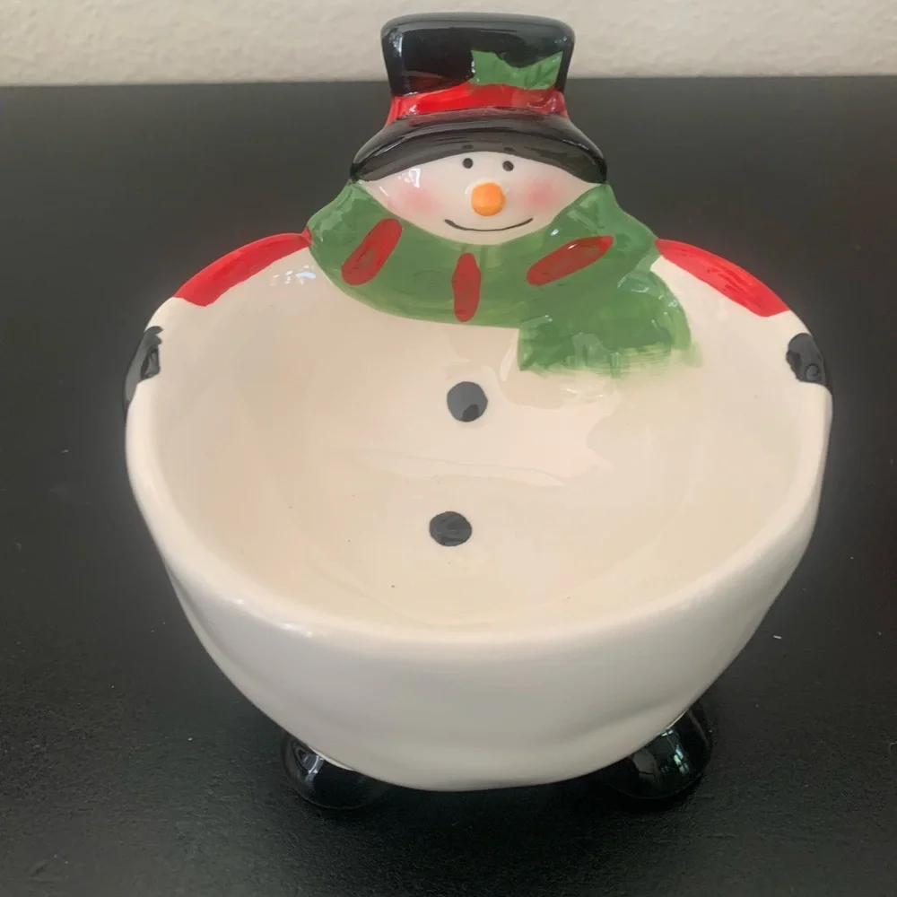 Ceramic Christmas Collection 3 Small Bowl Set Santa Snowman Penguin KT Group